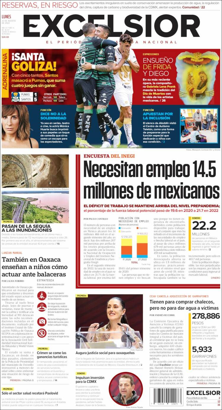 Portada de Excelsior (Mexique)