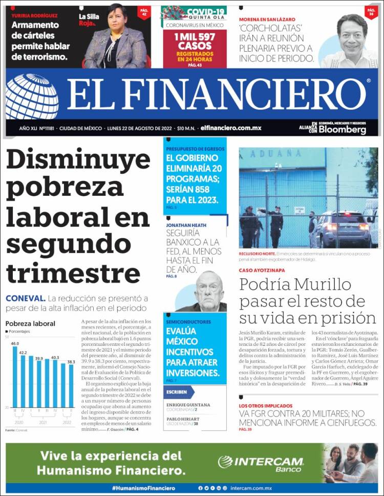 Portada de El Financiero (Mexique)