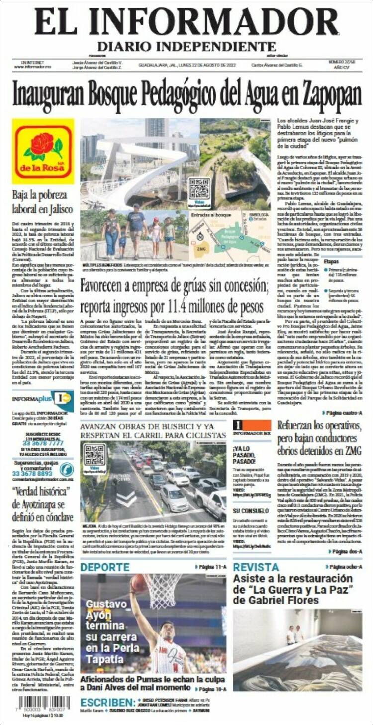 Portada de El Informador (Mexique)