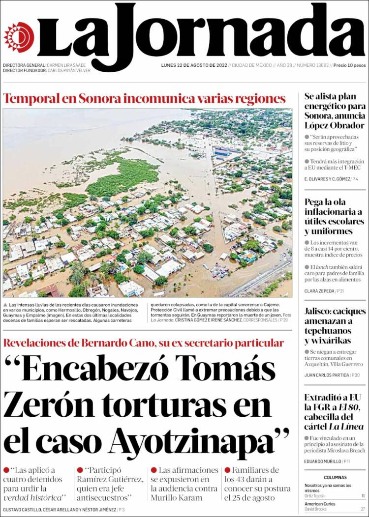 Portada de La Jornada (Mexique)