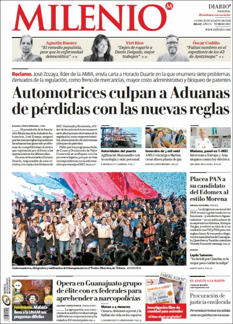 Portada de Milenio (Mexique)