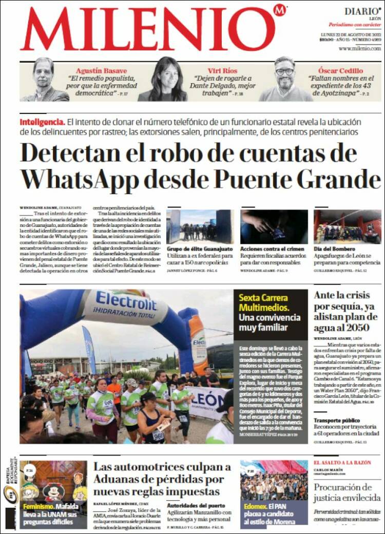 Portada de Milenio de León (Mexique)