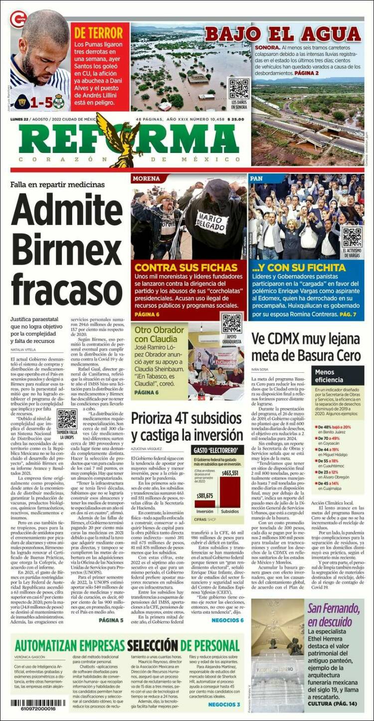 Portada de Reforma (Mexique)