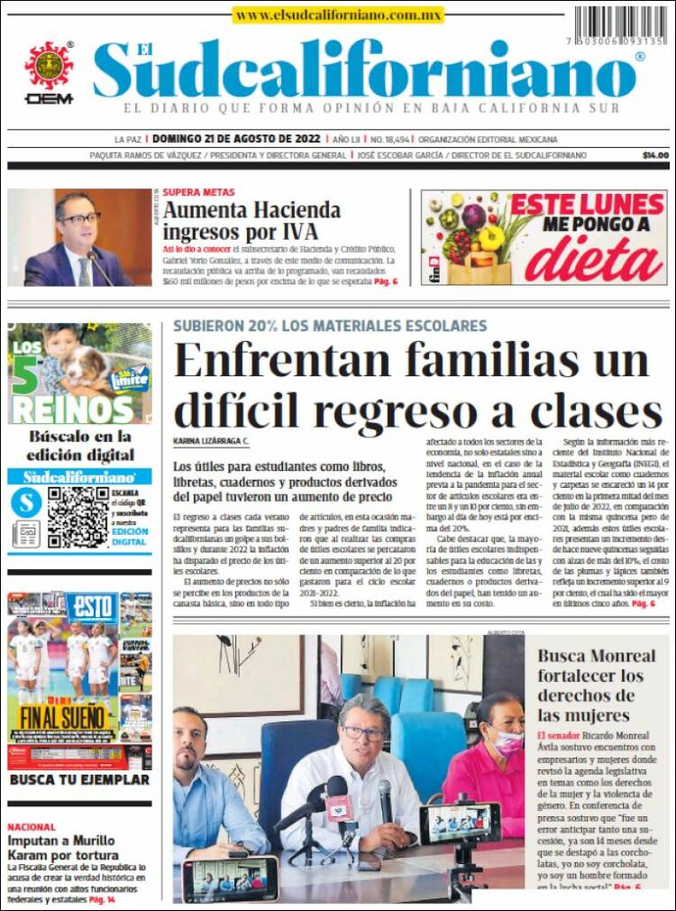 Portada de El Sudcaliforniano (Mexique)