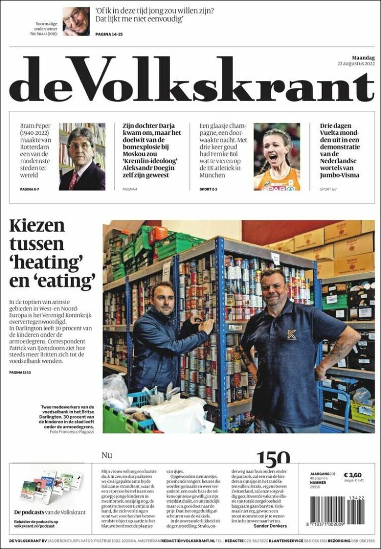 Portada de De Volkskrant (Pa&iacute;ses Bajos)