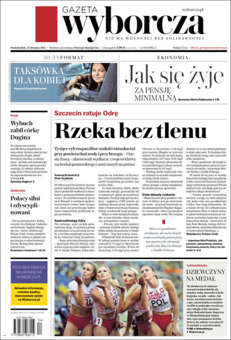 Portada de Gazeta Wyborcza (Polonia)