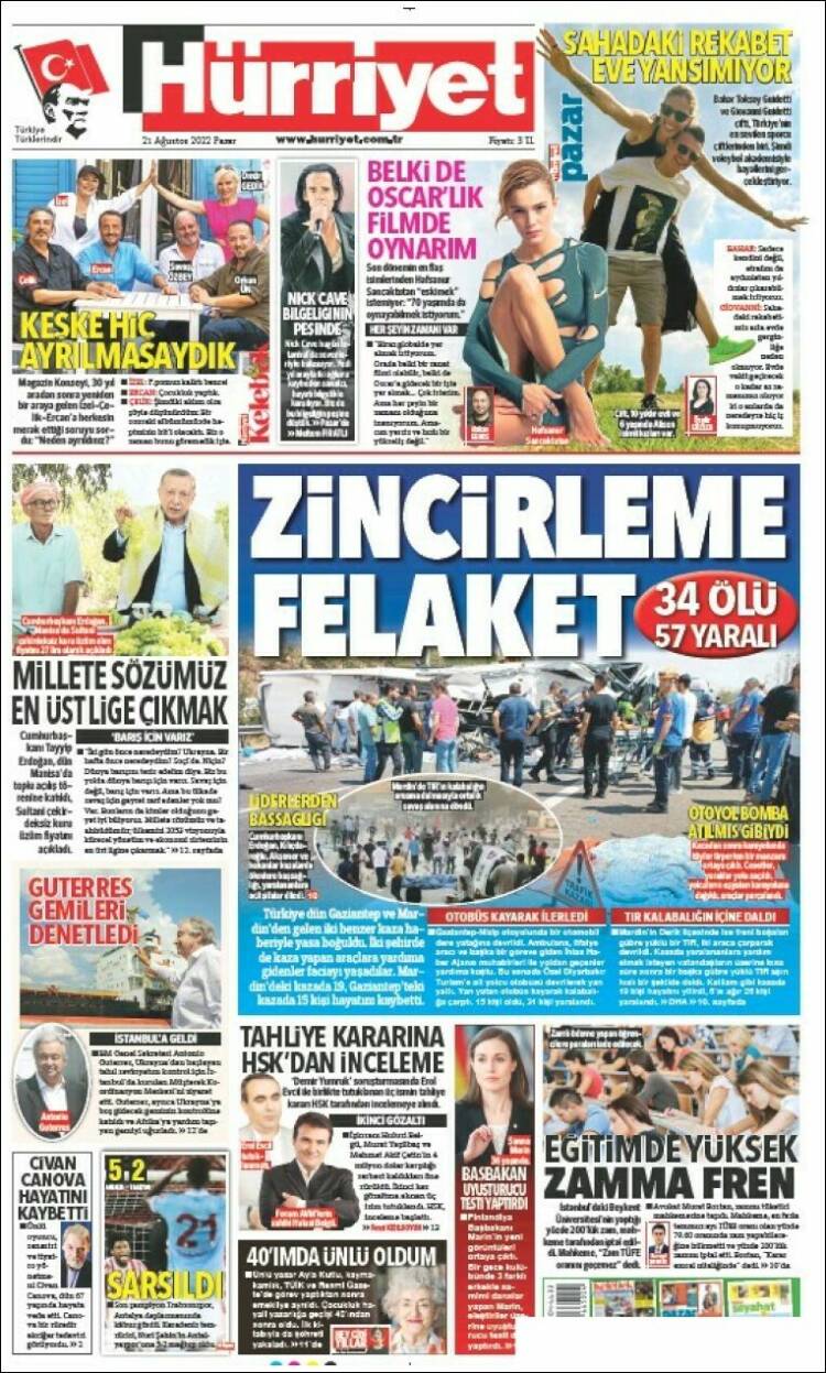 Portada de Hürriyet (Turqu&iacute;a)