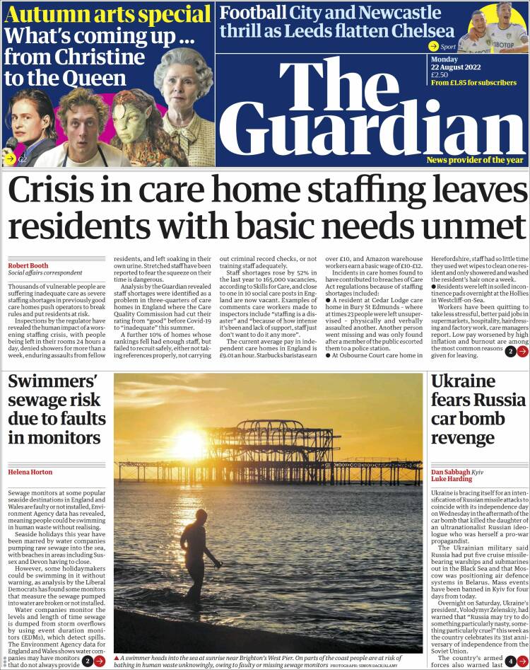 Portada de The Guardian (Reino Unido)