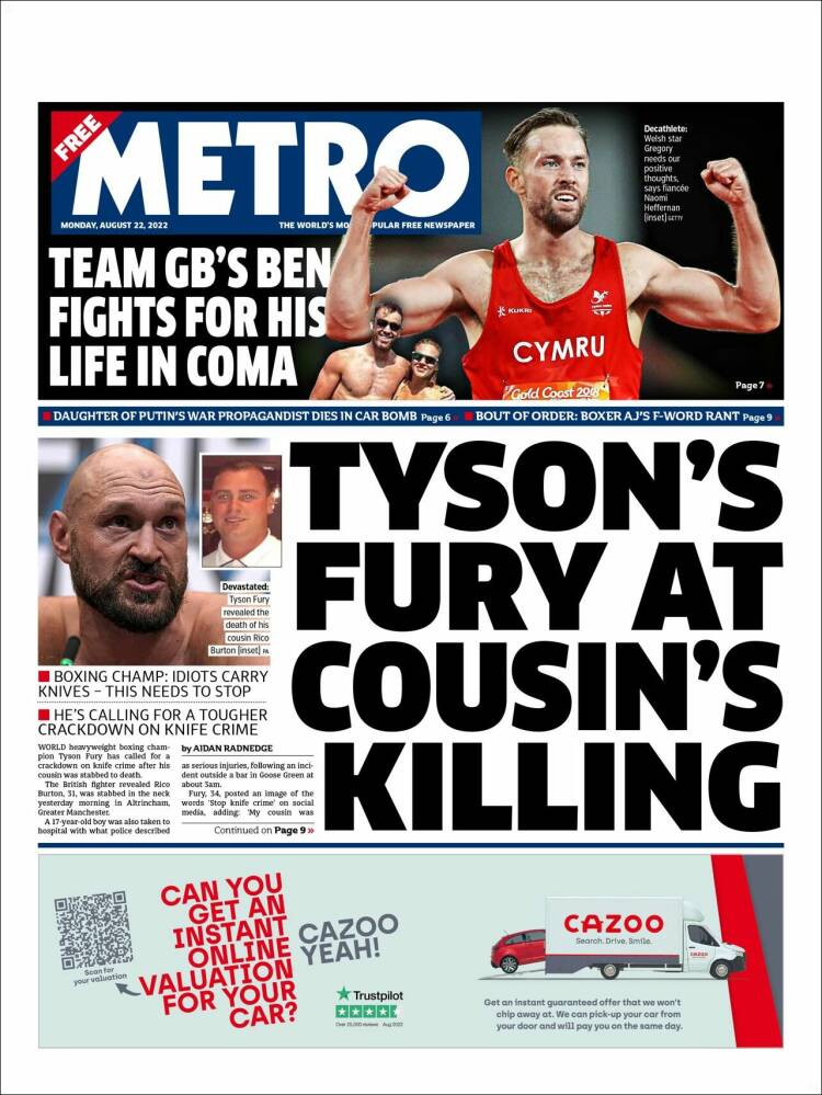 Portada de Metro (Reino Unido)