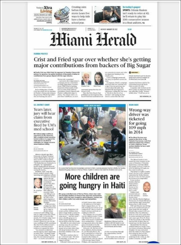 Portada de Miami Herald (USA)