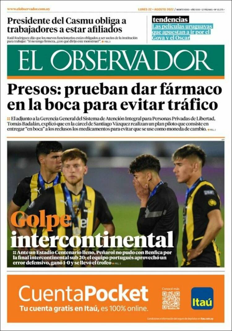 Portada de El Observador (Uruguay)