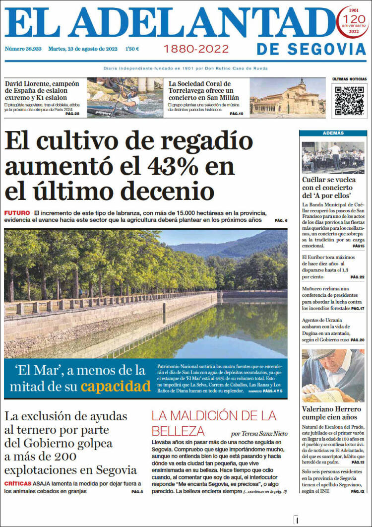 Portada de El Adelantado de Segovia (España)