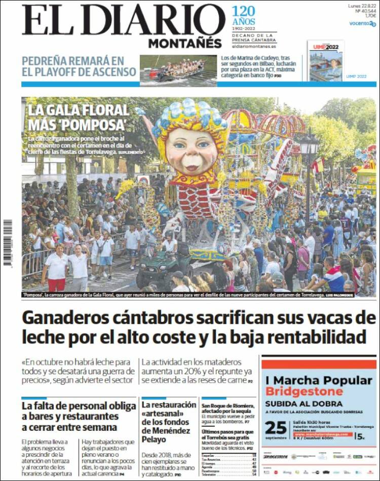 Portada de El Diario Montañés (España)
