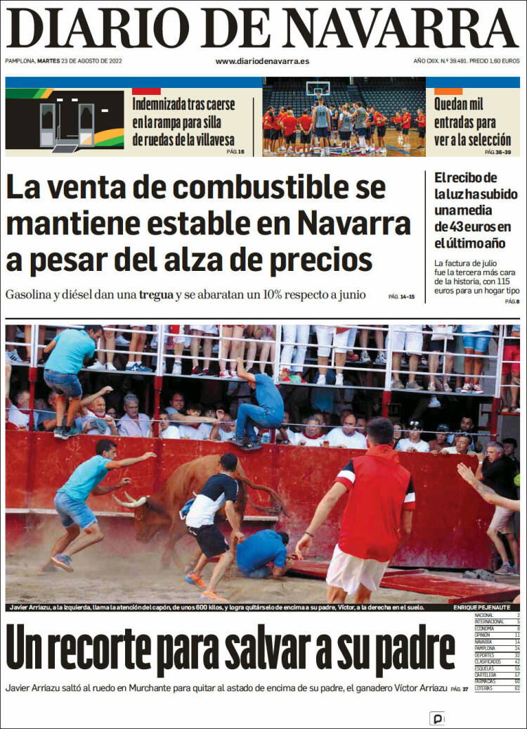 Portada de Diario de Navarra (España)