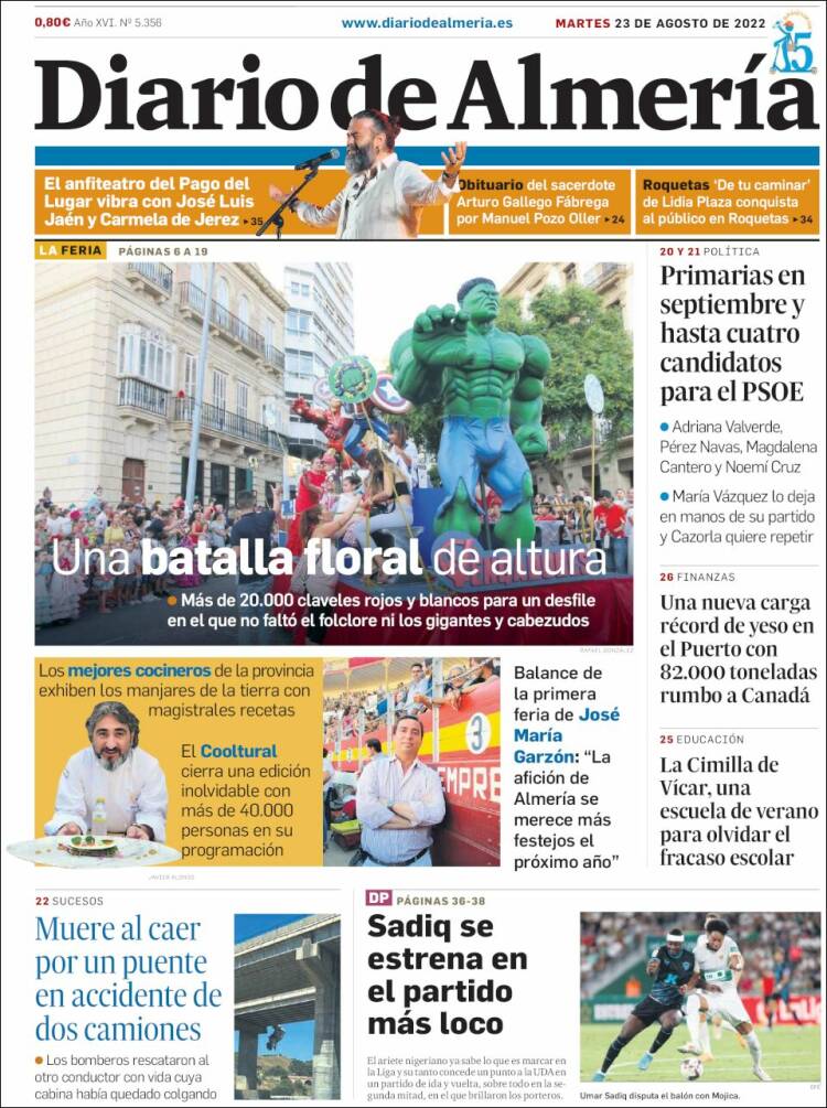 Portada de Diario de Almería (España)