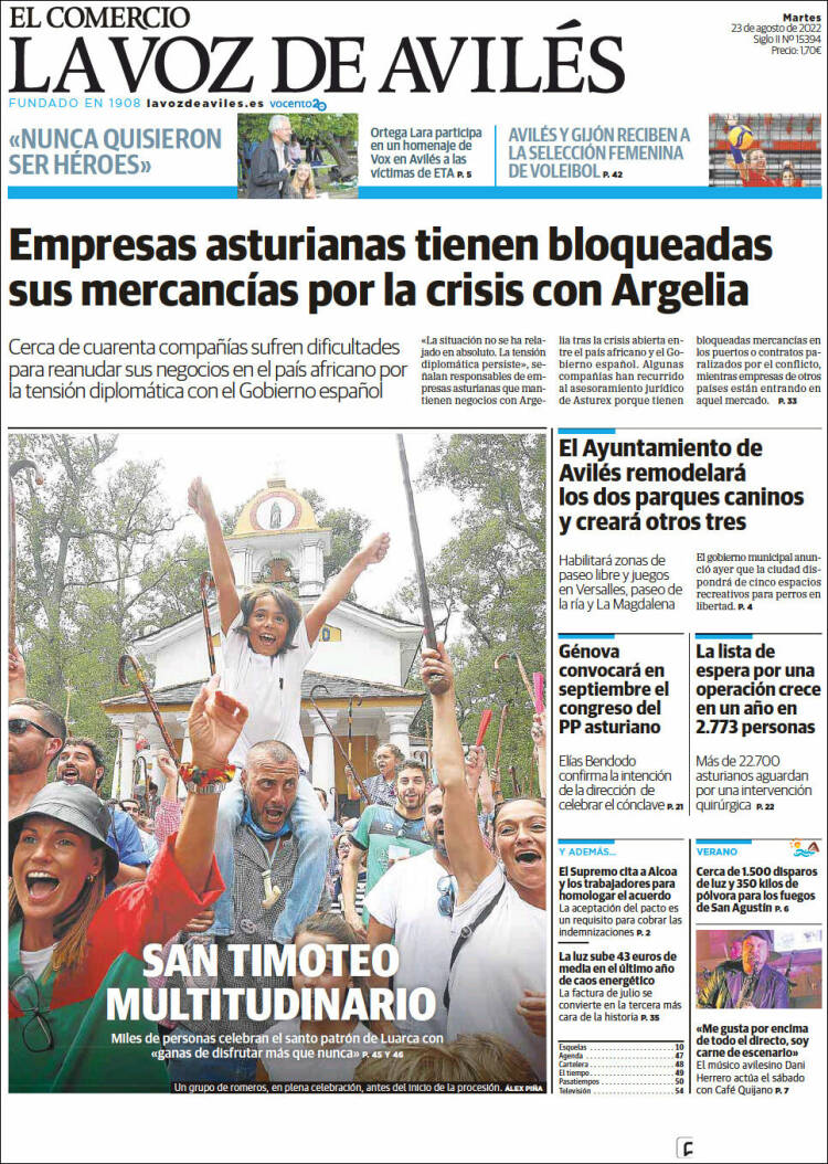 Portada de El Comercio - Avilés (España)