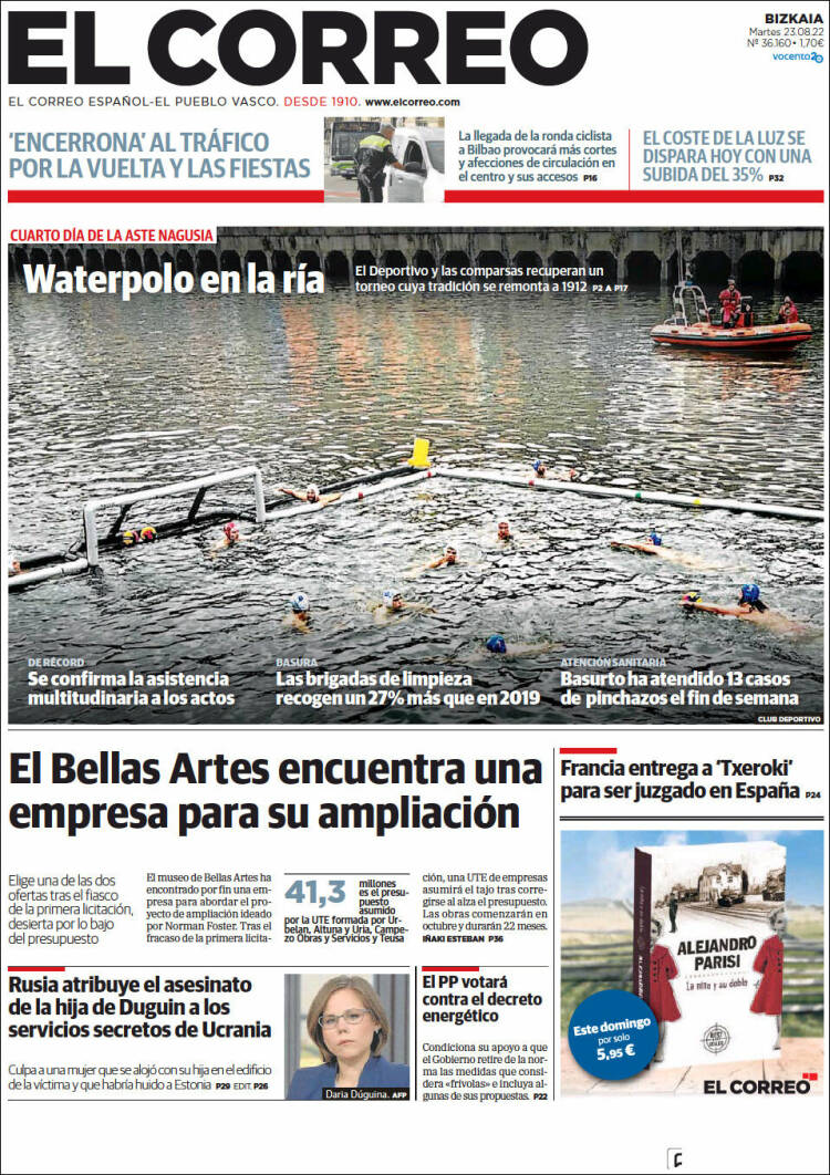 Portada de El Correo (España)