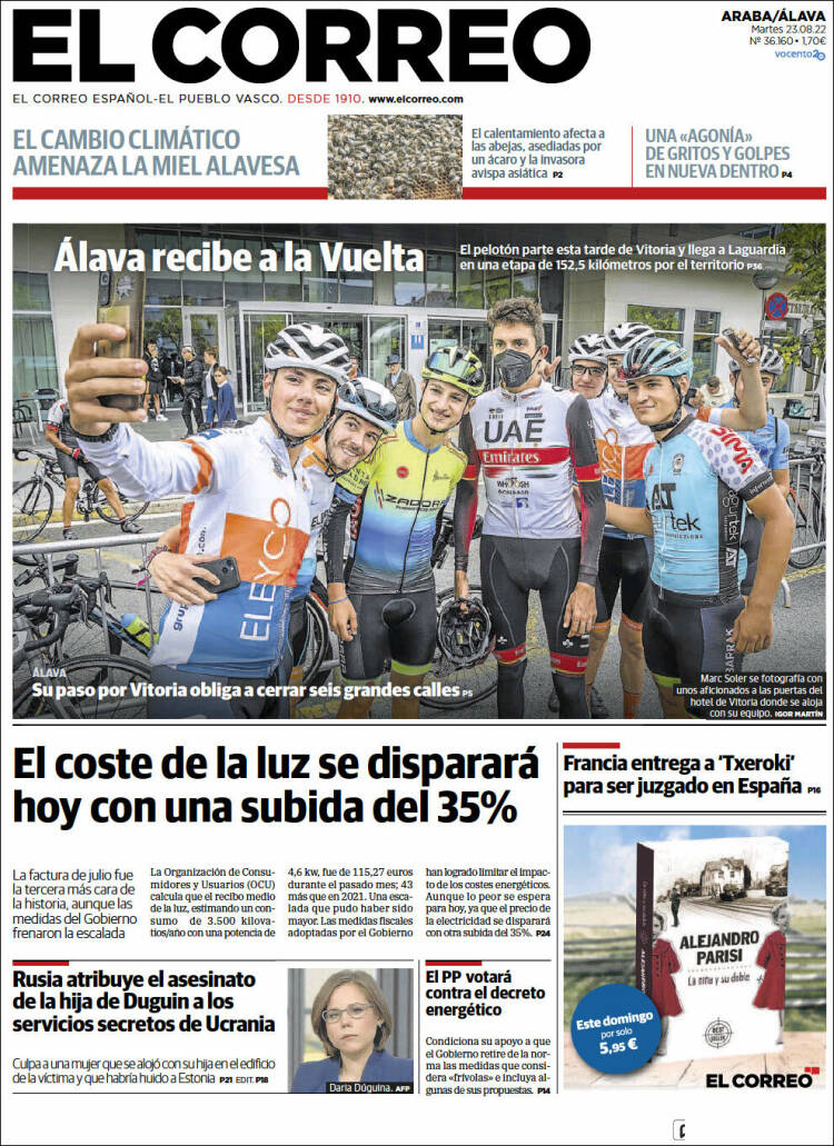 Portada de El Correo - Álava (España)