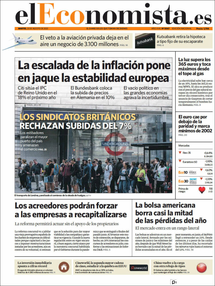 Portada de El Economista (Espagne)