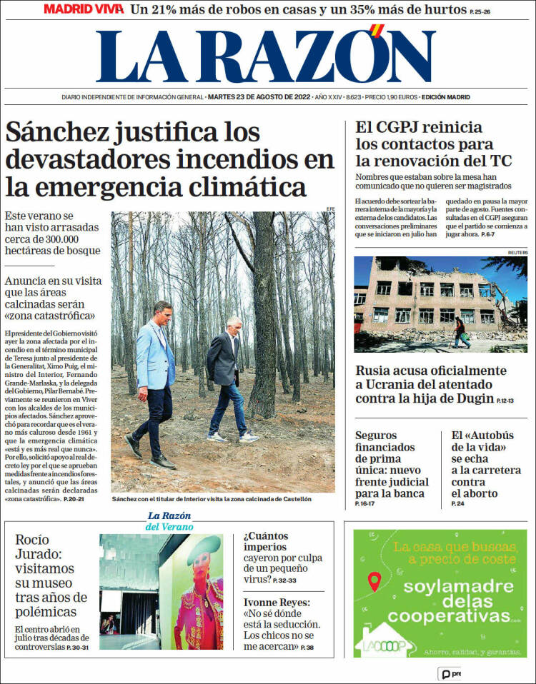 Portada de La Razón (España)
