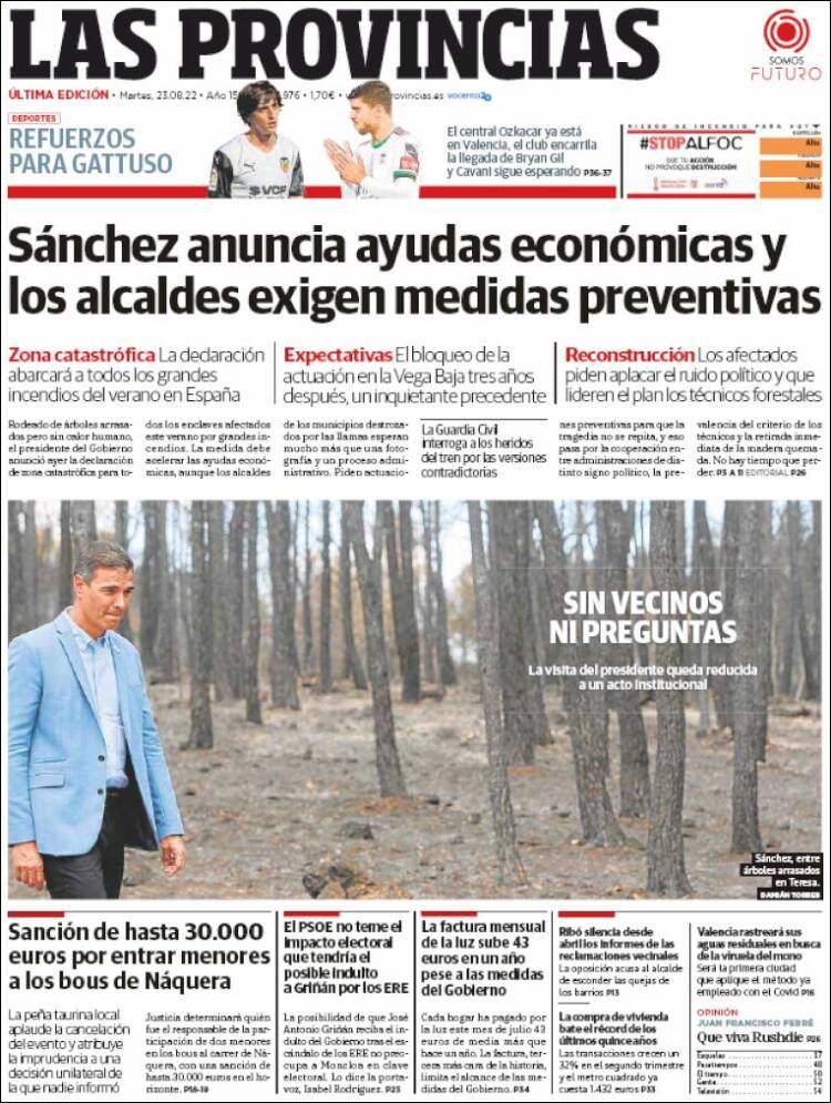 Portada de Las Provincias (España)