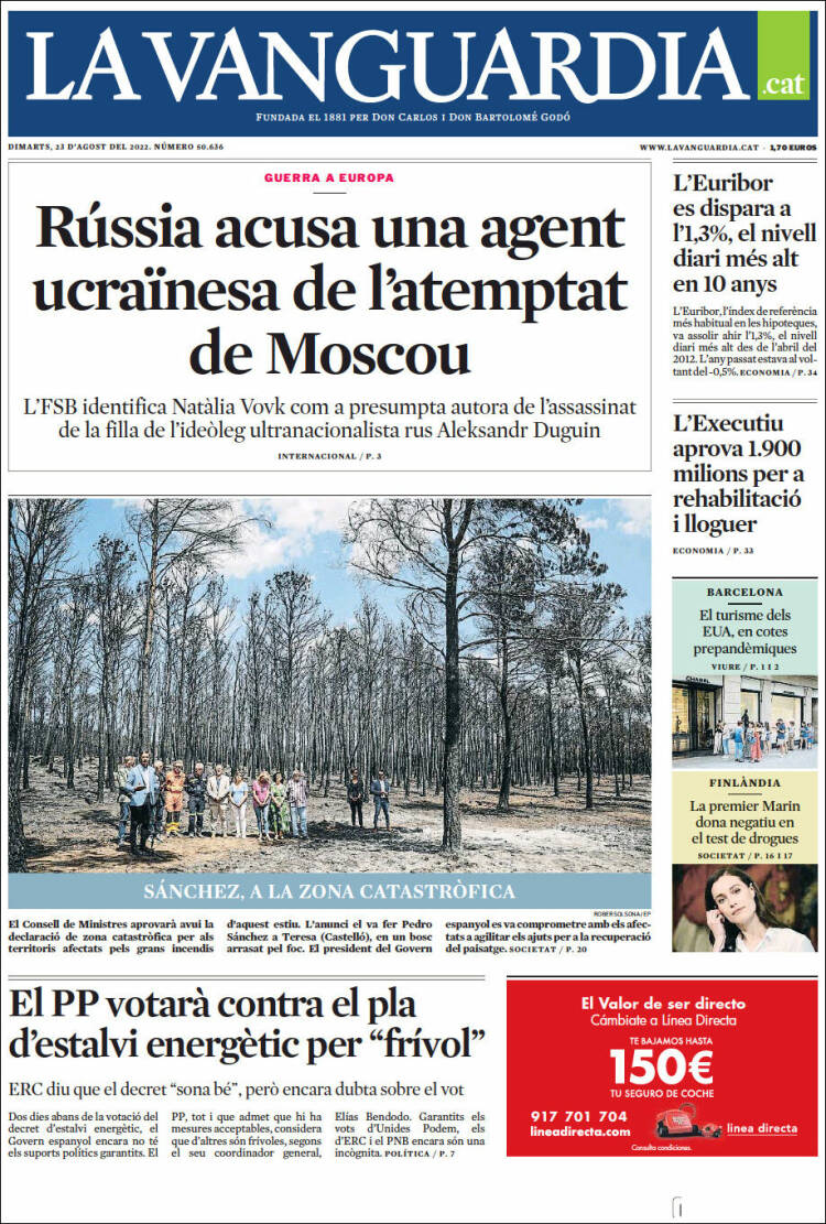 Portada de La Vanguardia (España)