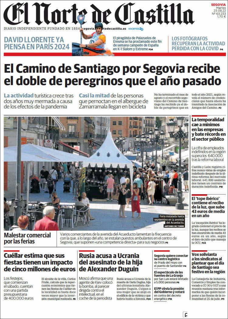 Portada de Norte de Castilla - Segovia (España)