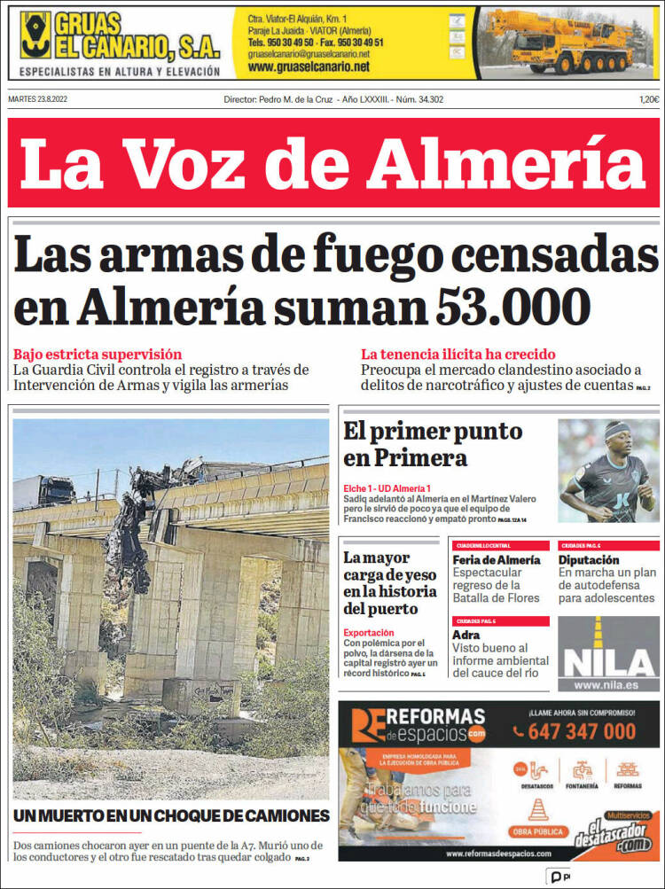 Portada de La Voz de Almería (España)