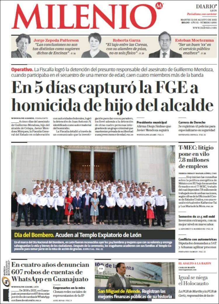 Portada de Milenio de León (Mexique)