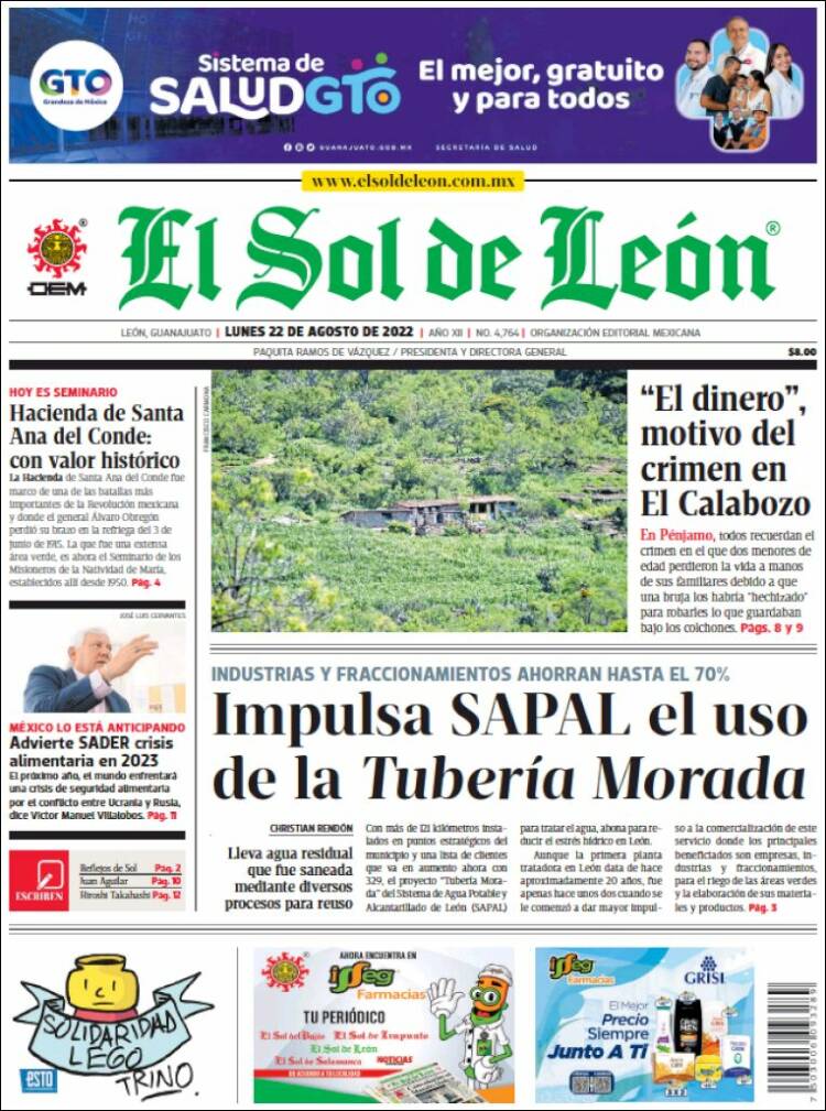 Portada de El Sol de León (Mexique)