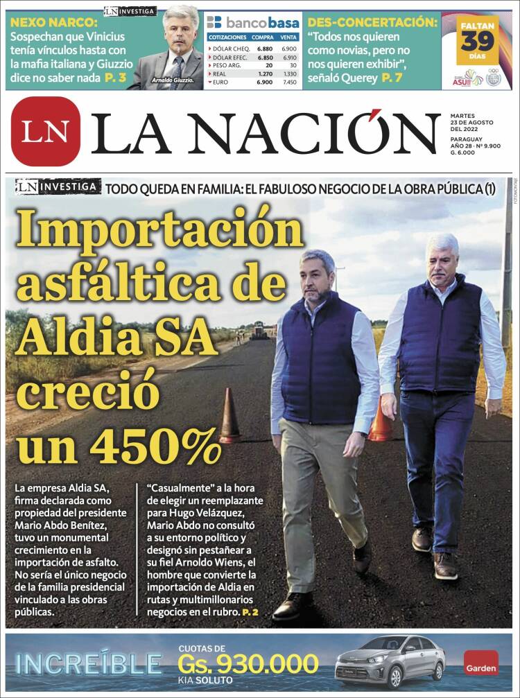 Portada de La Nación (Paraguay)