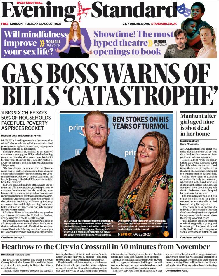 Portada de Evening Standard (United Kingdom)