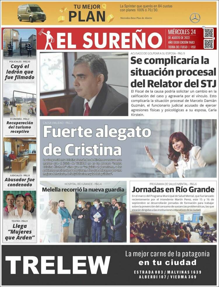 Portada de Diario El Sureño (Argentina)