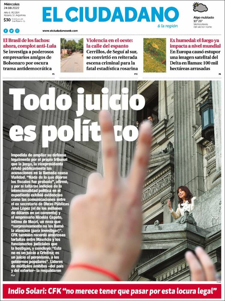 Portada de Diario El Ciudadano (Argentina)