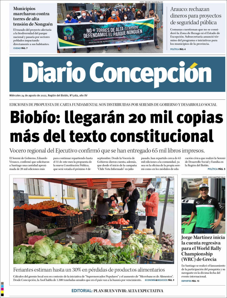 Portada de Diario de Concepción (Chile)