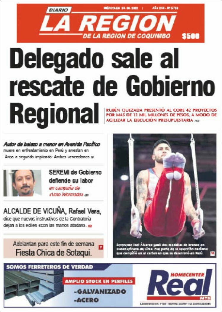 Portada de Diario La Región de Coquimbo (Chile)