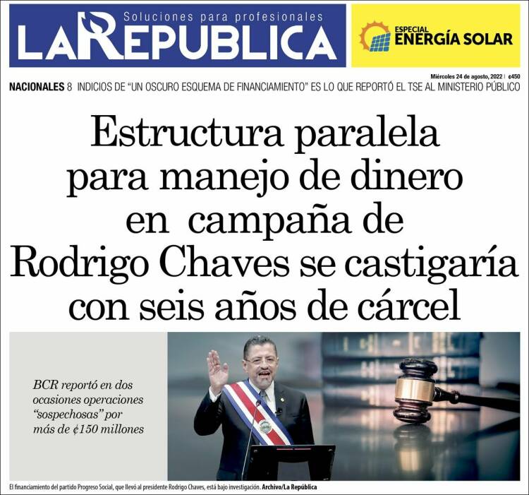 Portada de La República (Costa Rica)