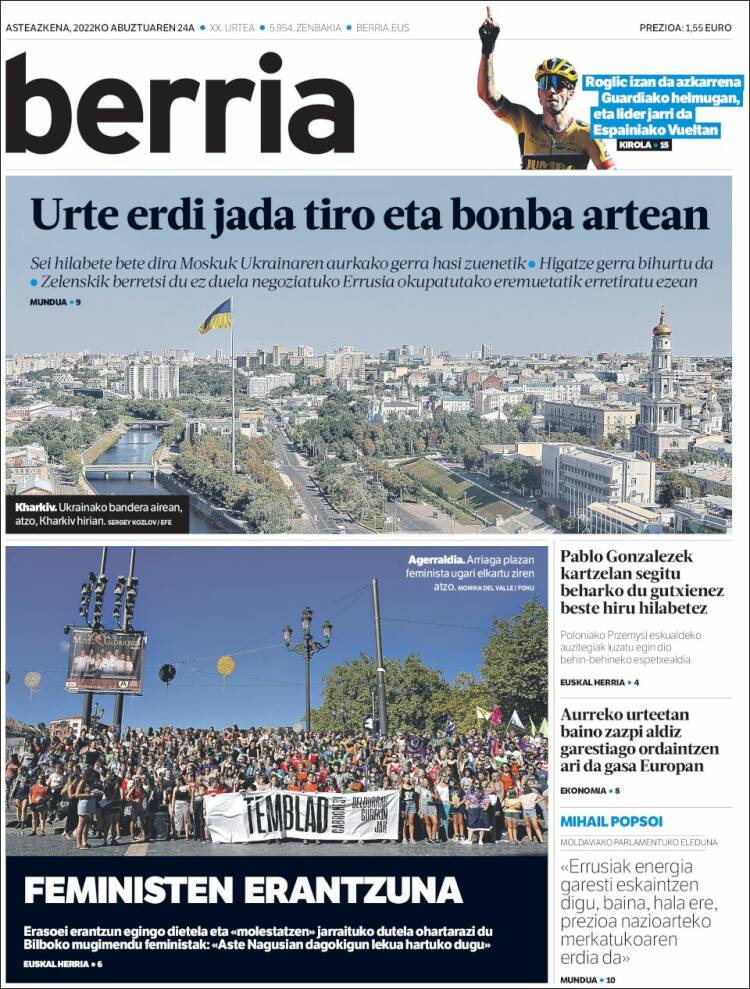 Portada de Berria (Espagne)