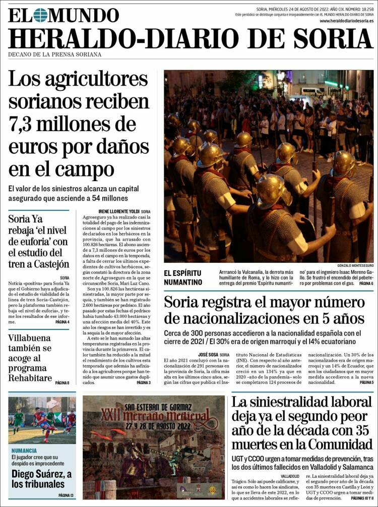Portada de Diario de Soria (Espagne)