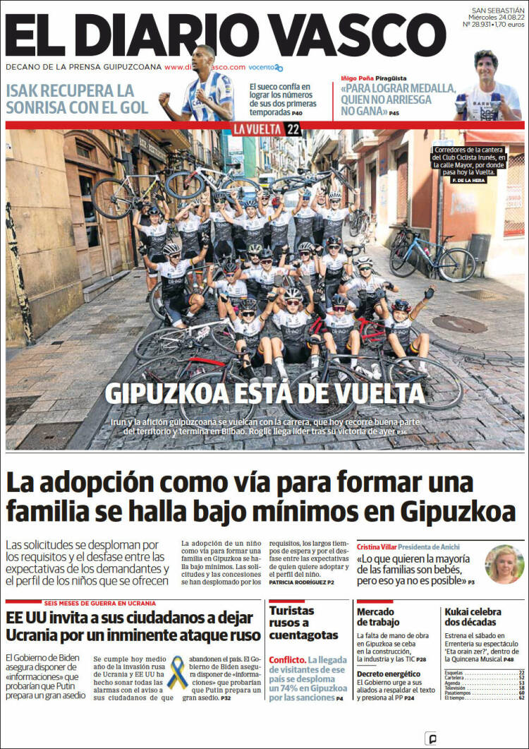 Portada de Diario Vasco (Espagne)