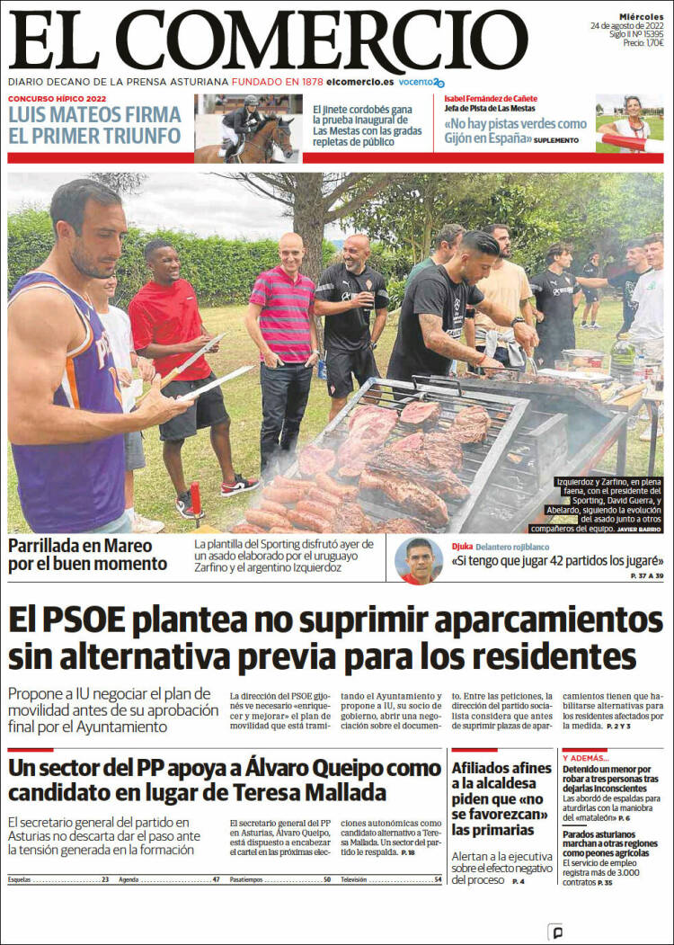 Portada de El Comercio - Gijón (Espagne)