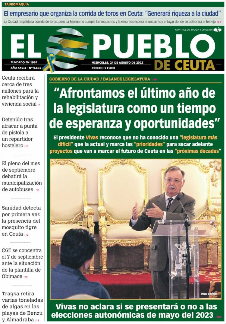 Portada de El Pueblo de Ceuta (Espagne)