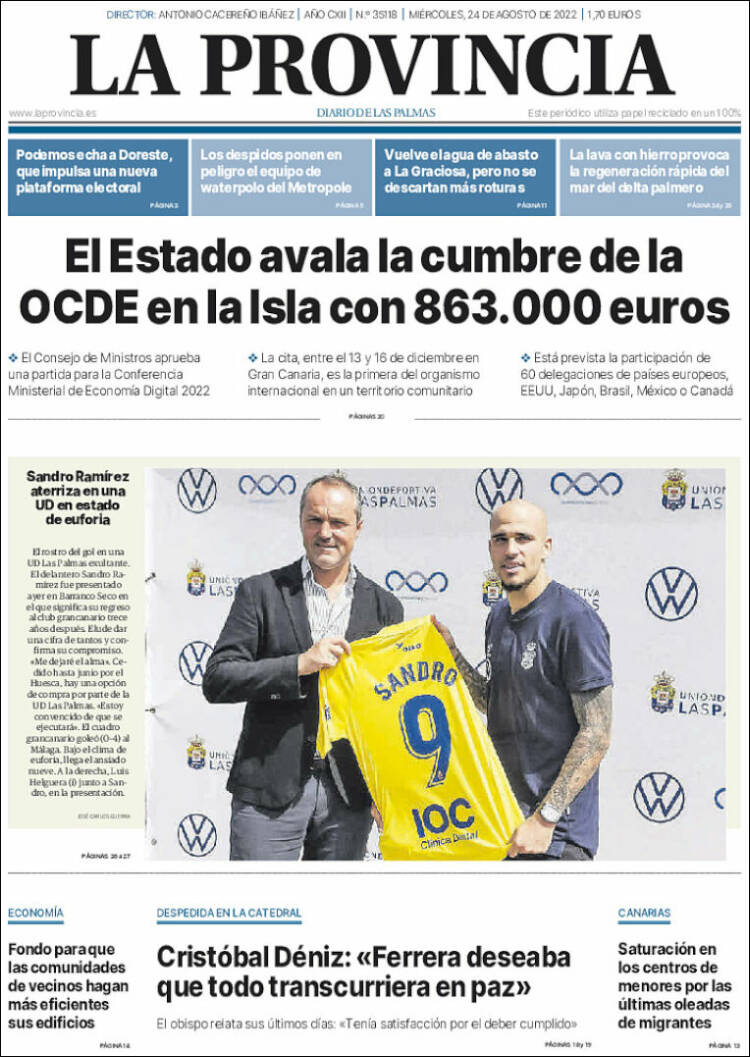 Portada de La Provincia (Espagne)