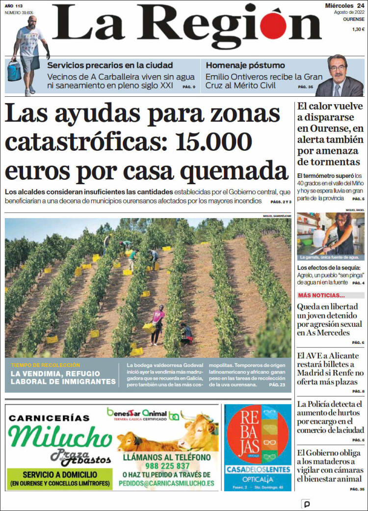Portada de La Región de Ourense (Espagne)