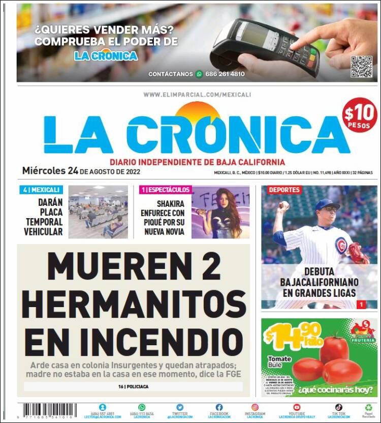 Portada de La Crónica de Baja California (México)