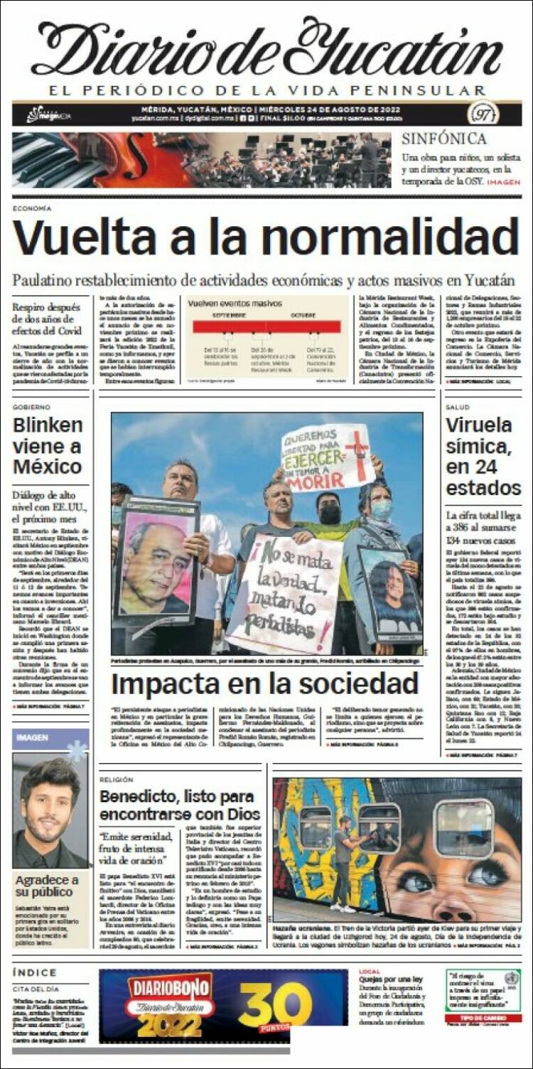 Portada de Diario de Yucatán (México)