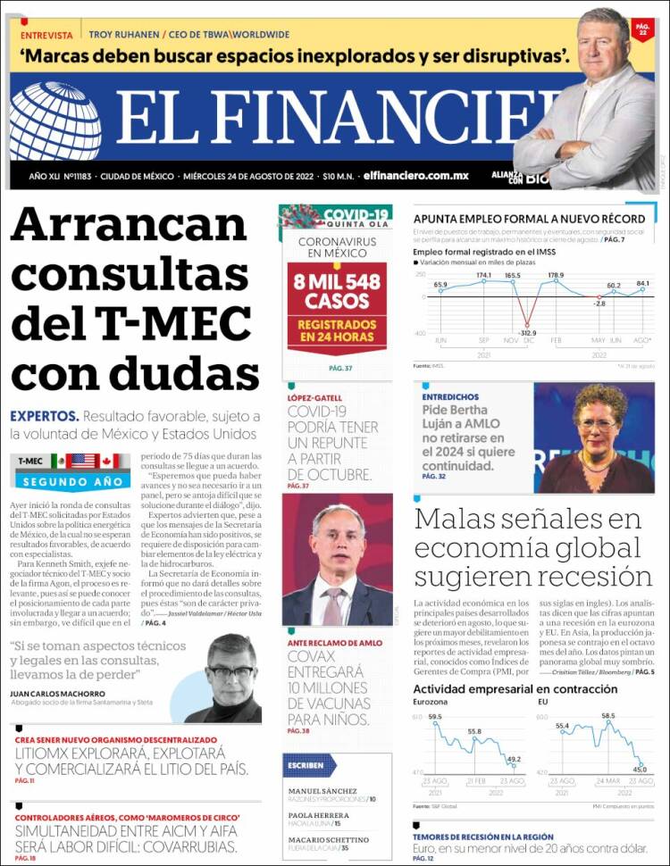 Portada de El Financiero (México)