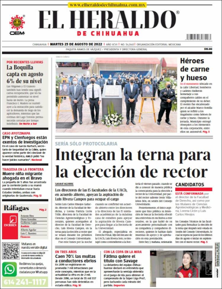 Portada de El Heraldo de Chihuahua (México)