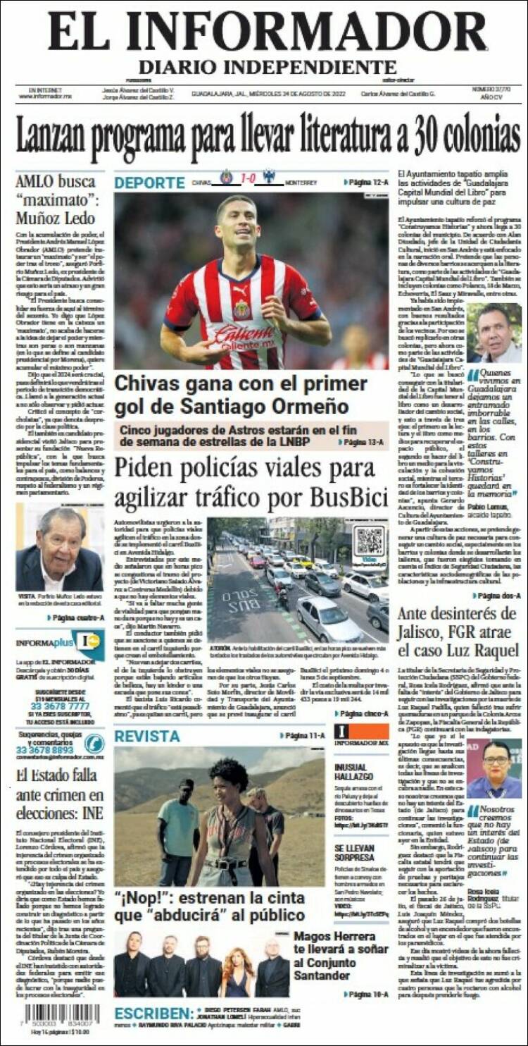Portada de El Informador (México)