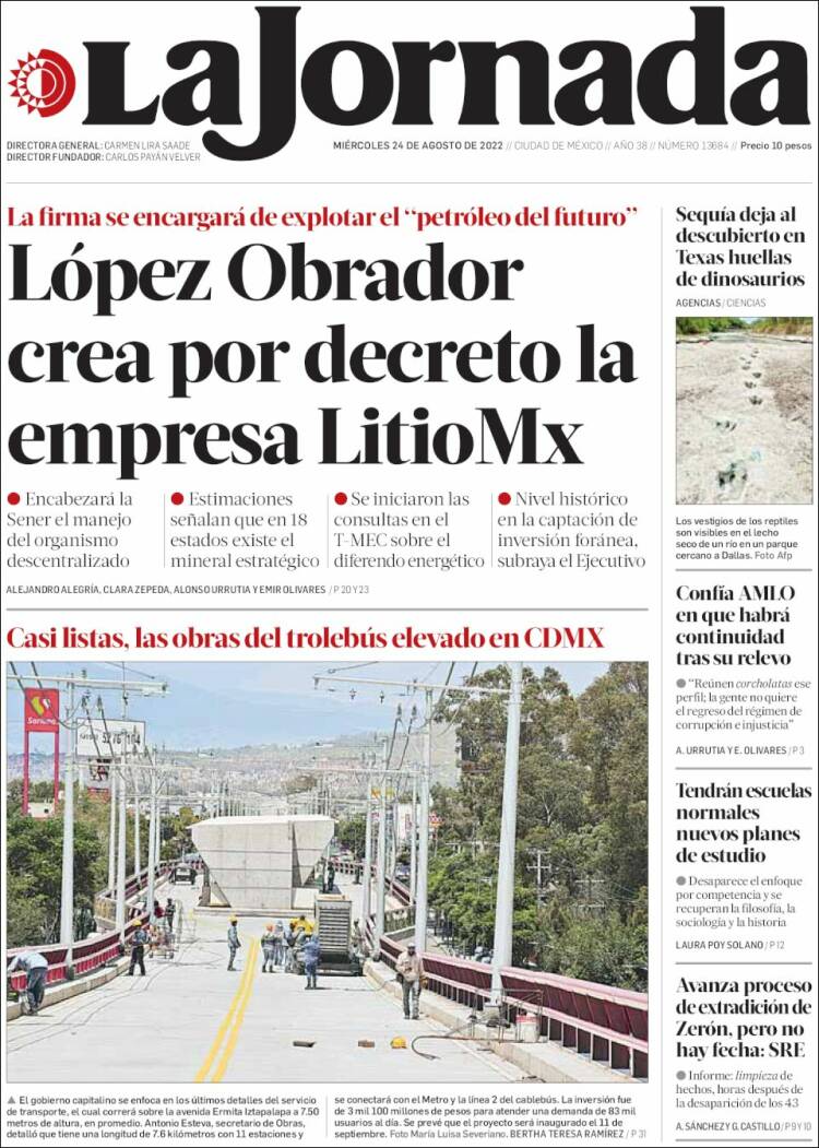 Portada de La Jornada (México)